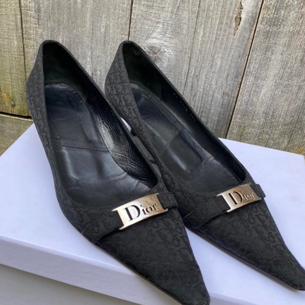 Dior Monogrammed Kitten Heel Pumps